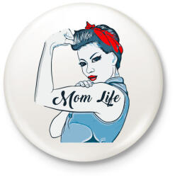 printfashion Mom Life - Kitűző, hűtőmágnes - Fehér (3081268)
