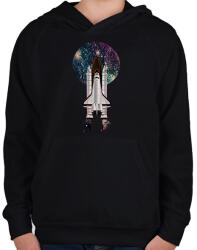 printfashion SPACESHIP - Gyerek kapucnis pulóver - Fekete (1785130)