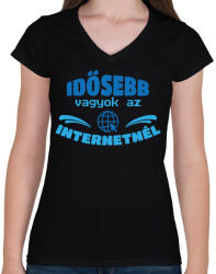 printfashion Idősebb vagyok - Női V-nyakú póló - Fekete (14043671)