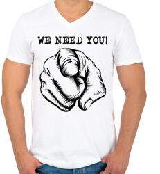 printfashion We need you - kellesz nekünk - Férfi V-nyakú póló - Fehér (4641061)