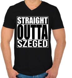 printfashion Straight Outta Sopron - Férfi V-nyakú póló - Fekete (935165)