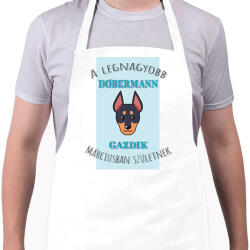 printfashion A legnagyobb gazdi - Dobermann - hónappal - Kötény - Fehér (6301634)