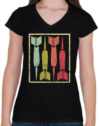 printfashion Retro darts - Női V-nyakú póló - Fekete (1055530)