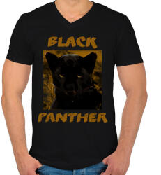 printfashion BLACK PANTHER - Férfi V-nyakú póló - Fekete (7581749)