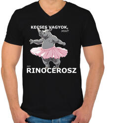 printfashion kecses, mint egy rinocérosz - Férfi V-nyakú póló - Fekete (15185739)