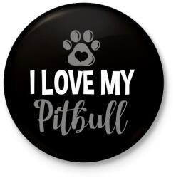 printfashion i love my pitbull2 - Kitűző, hűtőmágnes - Fekete (3095911)