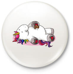 printfashion Falánk egyszarvú - Kitűző, hűtőmágnes - Fehér (3058530)