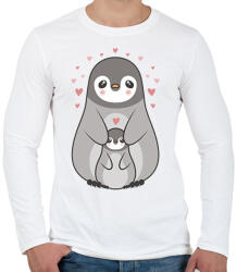 printfashion Pingvin család - Férfi hosszú ujjú póló - Fehér (7526385)
