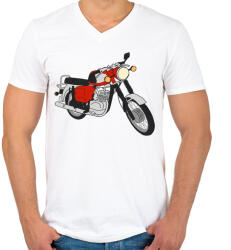printfashion Mz - Férfi V-nyakú póló - Fehér (5098981)