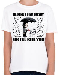 printfashion John Wick Husky - Gyerek póló - Fehér (12567633)