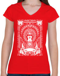 printfashion A szüzek törzse - Női V-nyakú póló - Piros (202792)
