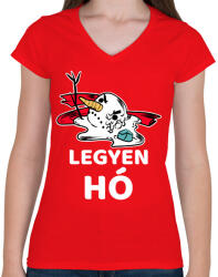 printfashion LEGYEN HÓ - Női V-nyakú póló - Piros (10821451)