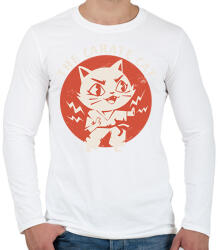 printfashion Karatés cica - Férfi hosszú ujjú póló - Fehér (12099579)