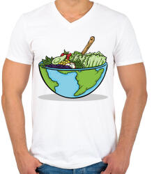 printfashion Saláta Föld - Férfi V-nyakú póló - Fehér (6598440)