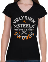 printfashion Valyrian acél kard - Női V-nyakú póló - Fekete (1461155)