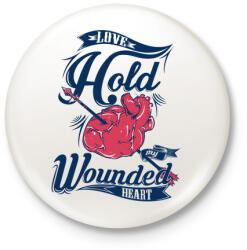 printfashion Sebesült szív - Kitűző, hűtőmágnes - Fehér (3074432)