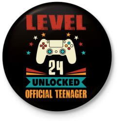 printfashion 24 éves gamer - Kitűző, hűtőmágnes - Fekete (3097086)