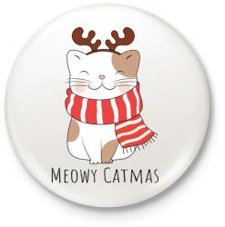 printfashion Agancsos cica - Kitűző, hűtőmágnes - Fehér (5465693)