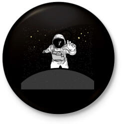 printfashion astronaut - Kitűző, hűtőmágnes - Fekete (4108078)