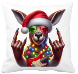 printfashion Vicces karácsonyi rocker party kenguru - Mikulás ruhában - Párnahuzat, Díszpárnahuzat - Fehér (15250078)