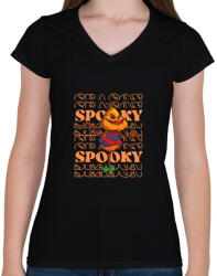printfashion Spooky töki - Női V-nyakú póló - Fekete (14636158)