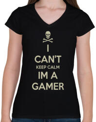 printfashion Can't keep calm - Női V-nyakú póló - Fekete (2068528)