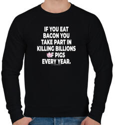 printfashion If you eat bacon. . . - vegán aktivista grafika #7 - Férfi pulóver - Fekete (3909121)