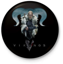 printfashion Vikings - Kitűző, hűtőmágnes - Fekete (3103396)