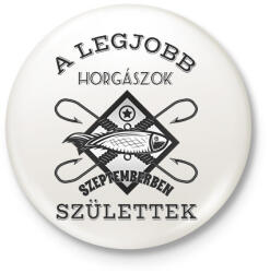 printfashion Horgász szeptember - Kitűző, hűtőmágnes - Fehér (5734368)