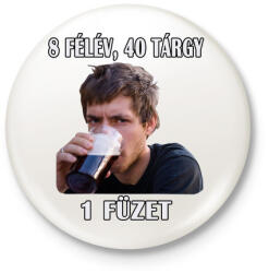 printfashion Kemény az egyetem! - Kitűző, hűtőmágnes - Fehér (5147671)