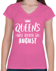 printfashion A királynők augusztusban születnek - Női V-nyakú póló - Rózsaszín (298556)