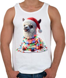 printfashion Cuki vicces karácsonyi party láma - Férfi atléta - Fehér (15240546)