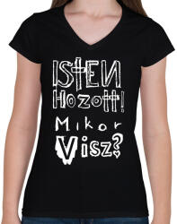 printfashion isten hozott_w - Női V-nyakú póló - Fekete (16198778)