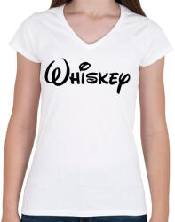 printfashion Whiskey - Női V-nyakú póló - Fehér (1213361)