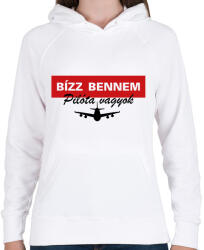 printfashion Pilóta vagyok - Női kapucnis pulóver - Fehér (7689507)