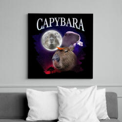 printfashion Capybara éj - Vászonkép - Fekete (14266216)
