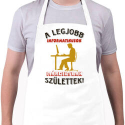 printfashion Informatikus férfi szülinapja március - Kötény - Fehér (5616960)