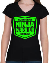 printfashion Hungarian Ninja Warrior - Női V-nyakú póló - Fekete (1077065)
