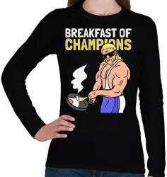 printfashion Bajnokok reggelije - Női hosszú ujjú póló - Fekete (9971017)