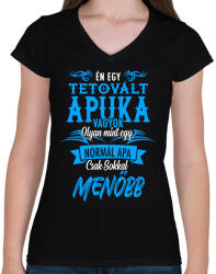 printfashion Tetovált apuka - Női V-nyakú póló - Fekete (13148427)