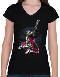 printfashion Kosaras zombi - Női V-nyakú póló - Fekete (1203711)