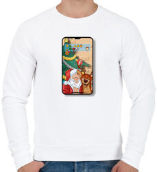 printfashion Santa Claus - Selfie - Férfi pulóver - Fehér (16829384)