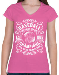 printfashion Baseball Szuper bajnokság - Női V-nyakú póló - Rózsaszín (142764)
