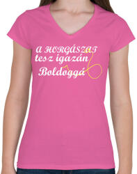 printfashion Ami igazán boldoggá tesz - Női V-nyakú póló - Rózsaszín (2454278)