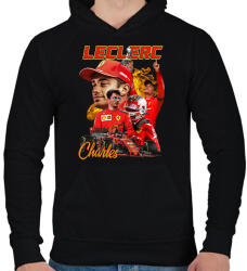 printfashion Charles Leclerc Forma 1 - Férfi kapucnis pulóver - Fekete (13282326)