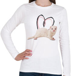 printfashion fehér görény szívecskével - Női hosszú ujjú póló - Fehér (15327112)