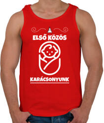 printfashion Első közös karácsonyunk - Férfi atléta - Piros (10415591)