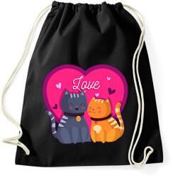 printfashion Love cats - Sportzsák, Tornazsák - Fekete (6058764)