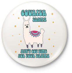 printfashion Láma futár - Kitűző, hűtőmágnes - Fehér (12766794)