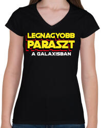 printfashion LEGNAGYOBB PARASZT A GALAXISBAN - Női V-nyakú póló - Fekete (11575864)